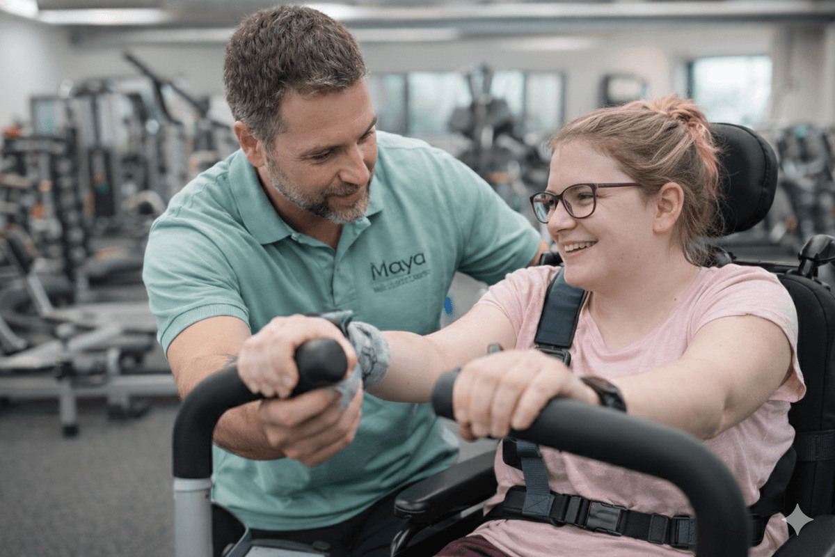 Support worker assisting a client